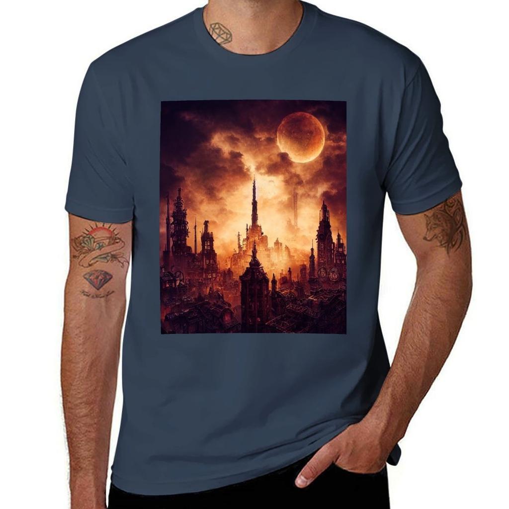 Steampunk landscape 16 T-Shirt printed t shirts for man man t shirts cotton man t shirt summer T-Shirt