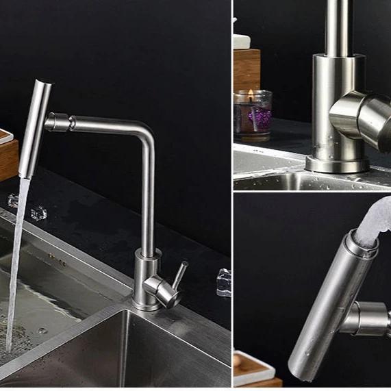 360° Rotating Kitchen Stainless Steel Three-way Microphone Universal Faucet Kitchen Hot and Cold Faucet Home Decoration