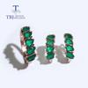 New Arrival Natural Green Agate Jewelry Set for Women Fine Jewelry 925 Sterling Silver Gemstone Ring Earrings Daily Wear Gift