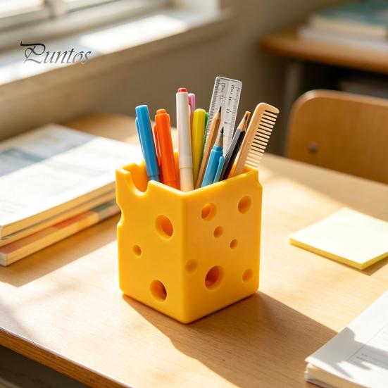 Канцелярские принадлежности для студенческого стола Креативный 3D-печатный сырный пенал, Милый настольный органайзер, Вместительный ящик для хранения, Многофункциональный элемент декора для