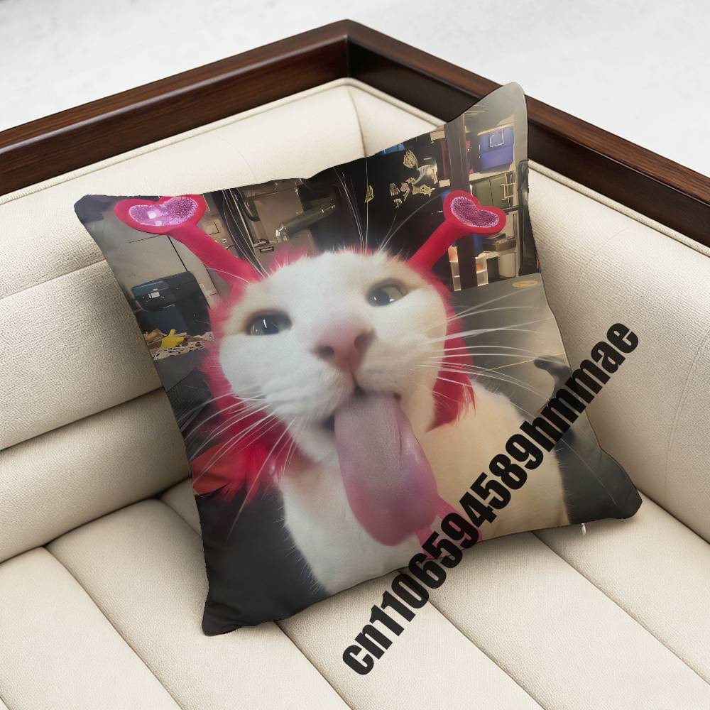For Funny Cute Cat Meme Throw Pillow Case Sham 45X45Cm 40X40Cm Square Car Pillowcase Pad Cushion Cover