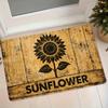 1pc Sunflower Imitation Wood Grain Flannel Mat Entrance Door Mat Bathroom Kitchen Non-Slip Water-Absorbing Home Decor Foot Mat Retro Style Floor Mat