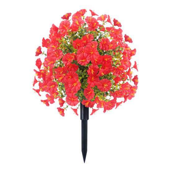 Faux Morning Glory Flowers Artificial Morning Glory Bush with Ground Spike Realistic Fake Greenery Shrubs for Farmhouse Porch Patio Decoration