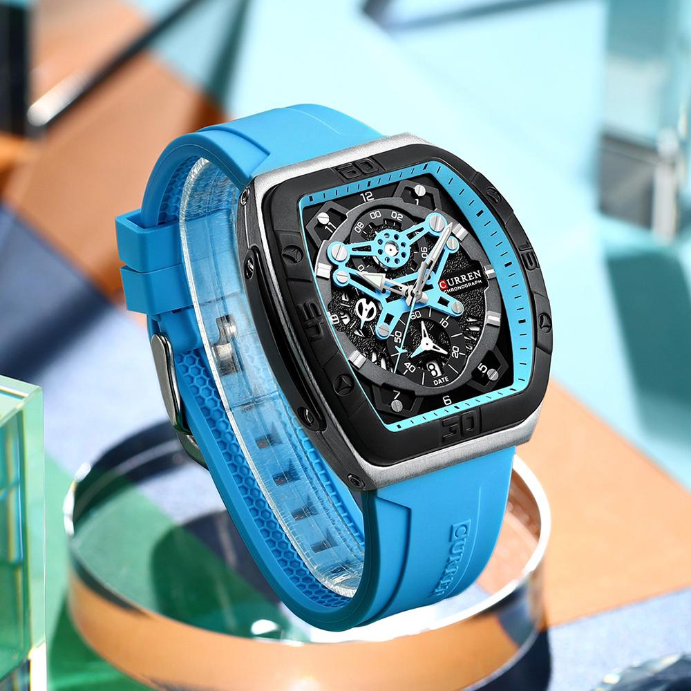 CURREN Роскошные спортивные кварцевые наручные часы для мужчин, цветные многофункциональные часы типа «тонно» с автоматической датой
