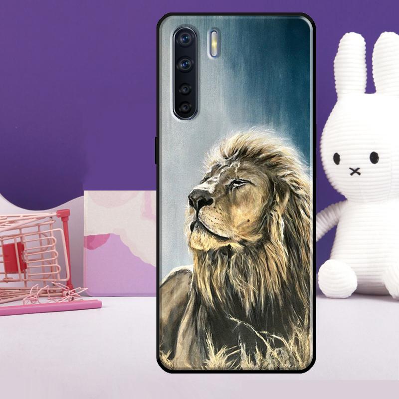 Чехол-животное Лев для Oppo A57 A77 A76 A16 A96 A17 A18 A60 A80 A40 A38 A58 A78 A98 A94 A74 A54 A15 A5 Pro