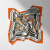 Twill Silk Scarf Woman Horse Head Painting Square Scarves Wraps Bandana Small Hijab Silk Foulards Tie Headband Neckerchief 53CM