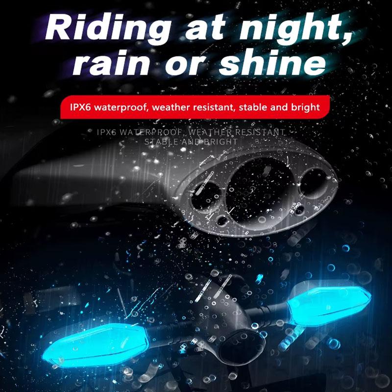 2Pcs Motorcycle Turn Signals LED Projector Turn Signal Lights with Arrow Projection Waterproof 27 ModesBlinkers Warn Light