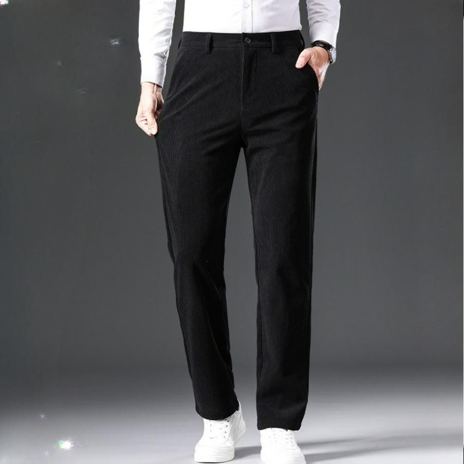Вельветовые брюки для мужчин среднего возраста, осенне-зимние, с плюшевой подкладкой, прямые повседневные брюки, зимние брюки для папы, брюки карго для мужчин среднего возраста