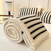 Double Layer Fleece Throw Blanket Boho Geometric Jacquard Fuzzy Plush Blanket Thickened Warm Cozy Cover Blanket Living Room Bed