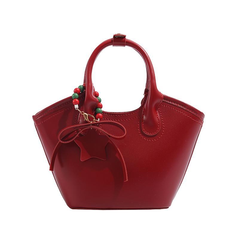 Сумка-корзина французского винтажного стиля на одно плечо, сумка-ведро для поездок на работу, красная свадебная сумка