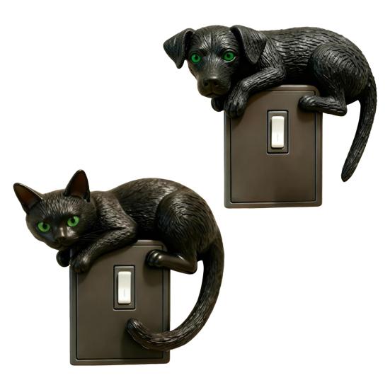 Черный кот накладка на выключатель 3D собака накладка на выключатель животное накладка на тумблер для дома офиса комнаты декоративные аксессуары
