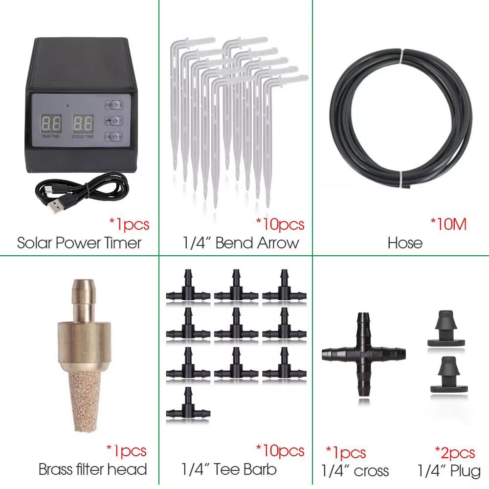 Садовый таймер полива на солнечной энергии, дождеватель, система капельного полива, контроллер воды, комплект, аккумулятор 2000 мАч, полив шлангом 1/4"