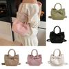 Pleated Design Pu Shoulder Bag Women Minimalist Solid Color Magnetic Closure