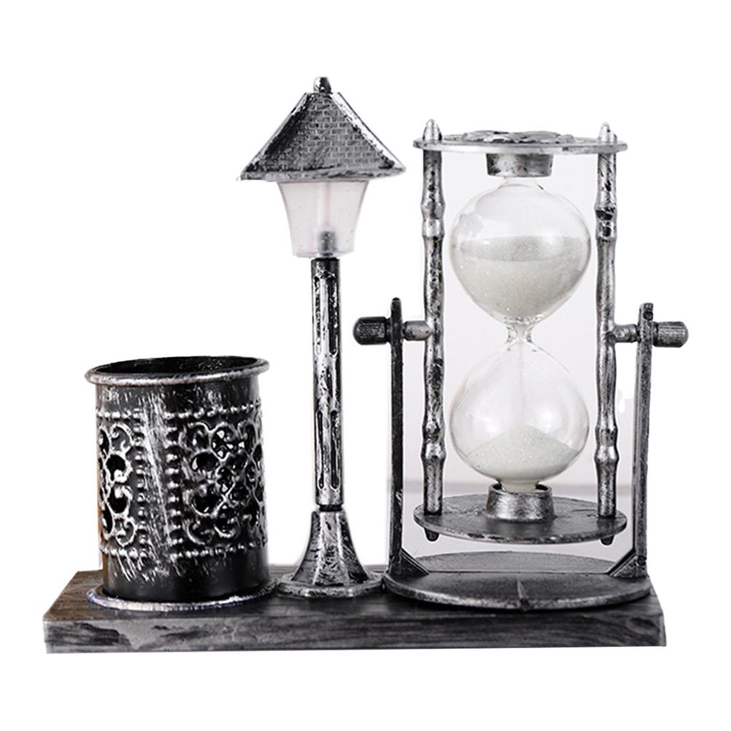 Винтажная подставка для ручек Инновационный белый цвет Подставка для ручек в виде песочных часов и уличного фонаря для офиса Серебристый