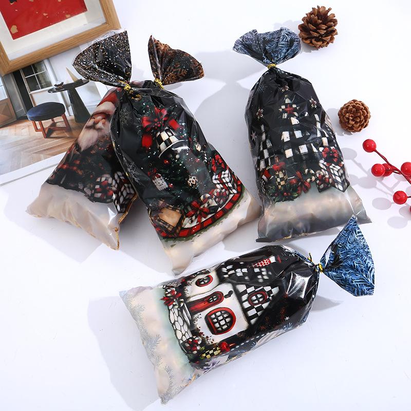 50/100Pcs Christmas Gift Bags Christmas Decorations For Home 2025 Xmas Gifts New Year 2026 Santa Claus Snowman Packaging Bags