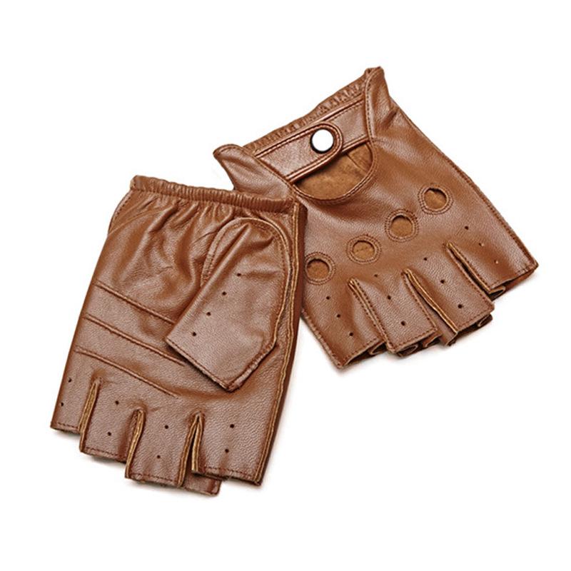 Women's Half-Finger Leather Cycling and Motorcycle Gloves - Windproof and Warm