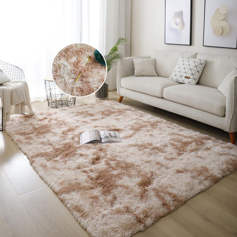 Красочный плюшевый ковер для спальни, градиентный мохнатый ковер, украшение для дома, милый радужный пушистый ковер, скандинавский стиль, напольный коврик для детской комнаты