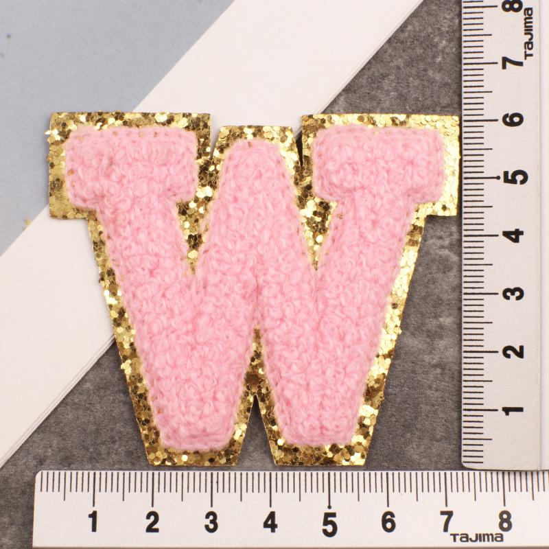 Алфавит 26 букв блестки синель для одежды сумки куртка розовый швейные принадлежности декор