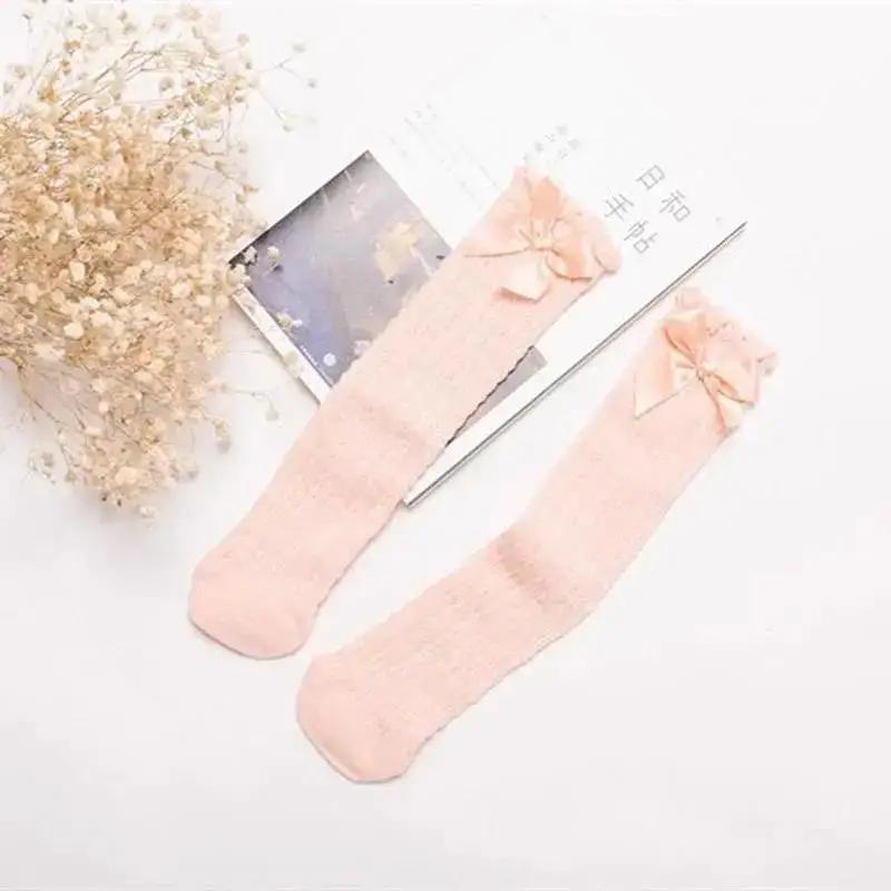 1 Pair Children's Leg Warm Socks Bowknot Bubble Mouth High Tube Knee High Thin Section No Heel Pods Baby Clothing Accessories