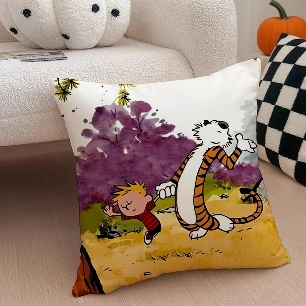 Наволочка C-Calvin and H-Hobbes, Наволочка против пылевых клещей, Невидимая молния, Шелковистый короткий плюш, Чехол для диванной подушки
