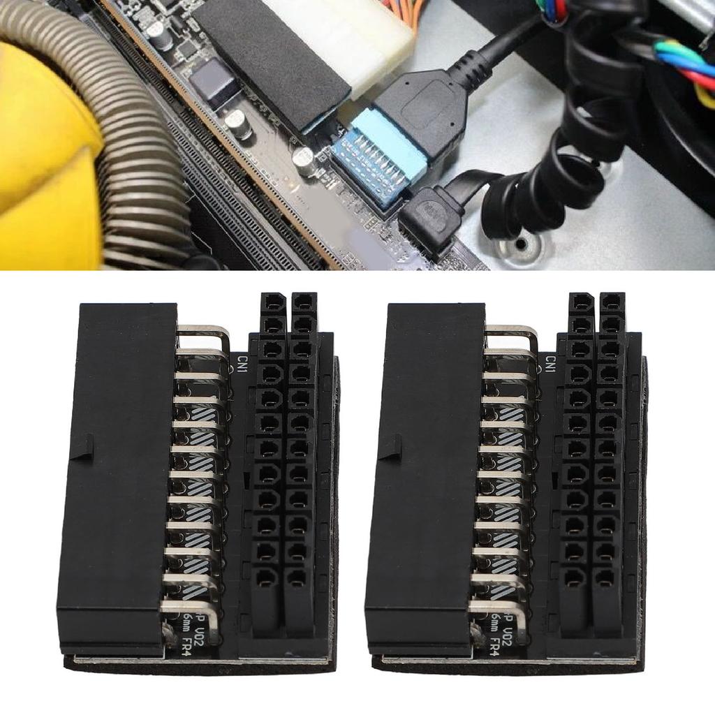 2PCS ATX 24 Pin 90 Degree адаптер материнская плата 24Pin Female to 24Pin Male 90 Degree Extension Connect