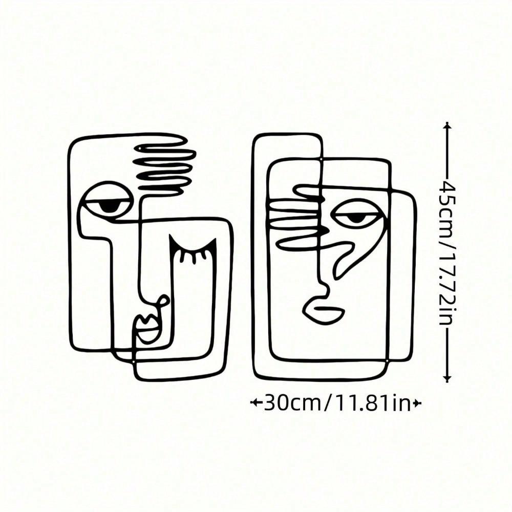 2 шт. Абстрактное настенное искусство в стиле бикассо с изображением лица из металла в стиле минимализма - современный домашний декор для спальни, гостиной или ванной комнаты.