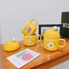 Mug Breakfast Cute Creative Hamburger Ceramic Cup with Lid Toast Fried Egg Cartoon High Value Gift