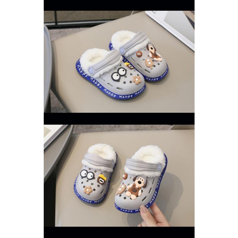 Съемная детская обувь с симпатичным зимним теплом и плюшем, теплая, хлопковая обувь, хлопковые тапочки