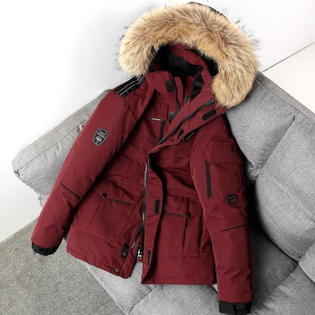 Winter Jacket Men Parkas Thicken Warm Coat Mens Fur Hooded Jacket Solid Color Parka Coat Male Outwear