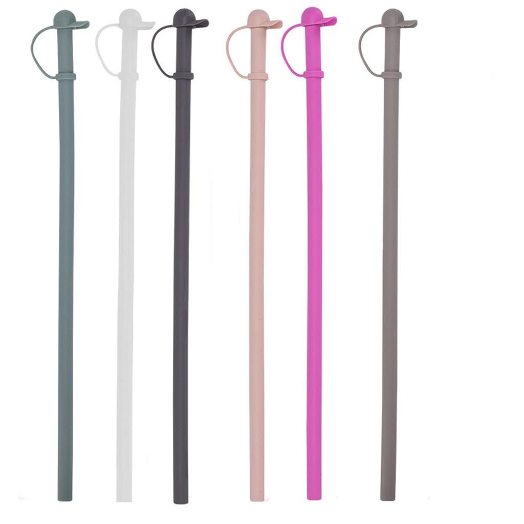 D5 6 Pack Silicone Straws with Cap Lids - 31cm/12 In Long Reusable Replacement Straw, Fit for 40 Oz 30 Oz Tumbler/Water Bottle