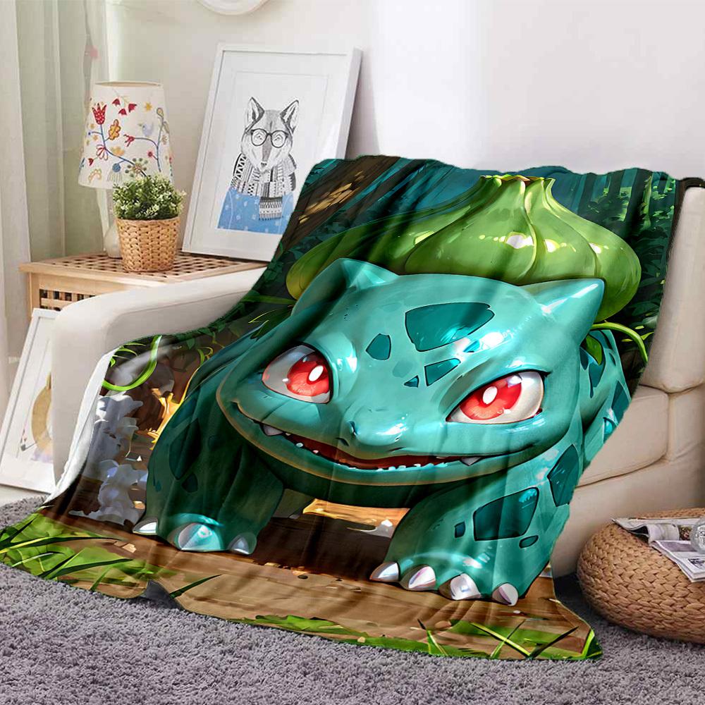 1pc Bulbasaur, Pokémon Blanket Lightweight Flannel Blanket Throw Blanket For Sofa, Bed, Travel, Camping, Livingroom, Office, Couch