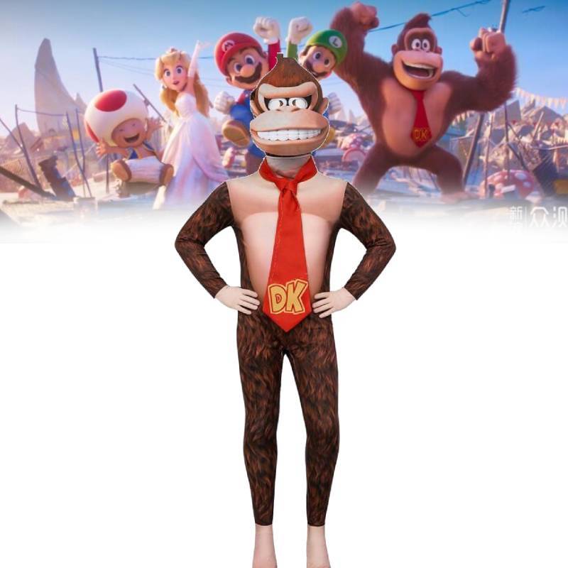 Super Mario Bros Donkey Kong Cosplay Outfit With Gorilla Head Mask For Kids And Adults Halloween Event