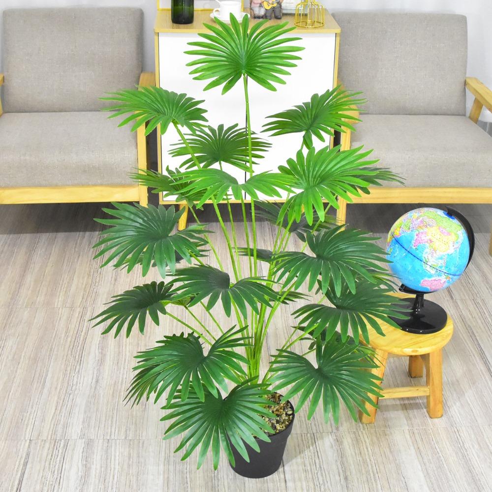 Большое искусственное веерообразное растение с 9-18 листьями, пальмовое искусственное растение, рождественский декор