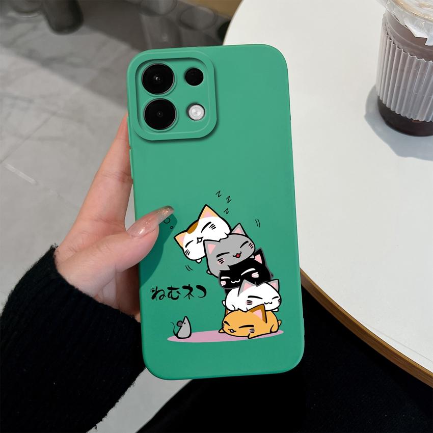 Для Oppo K13 Realme 5 6 7 10 8 9 Pro Plus A5X A5 Чехлы для телефонов Конфетный цвет Милые кошачьи узоры Жидкий силикон Улучшенный противоударный корпус Для Oppo Чехлы