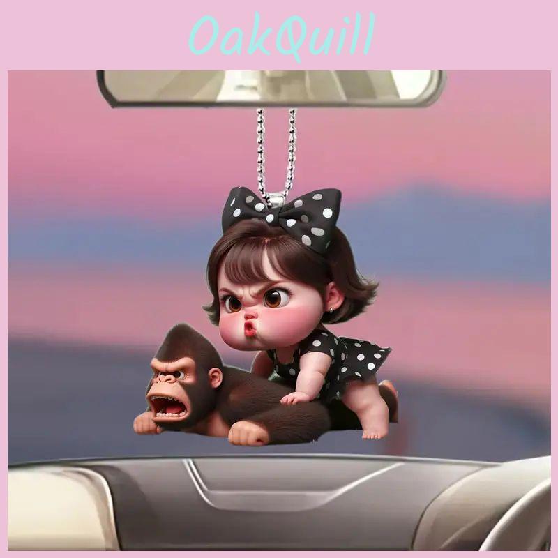 Причудливый акриловый брелок-дух машины Очаровательный мультяшный дизайн Для креативного украшения