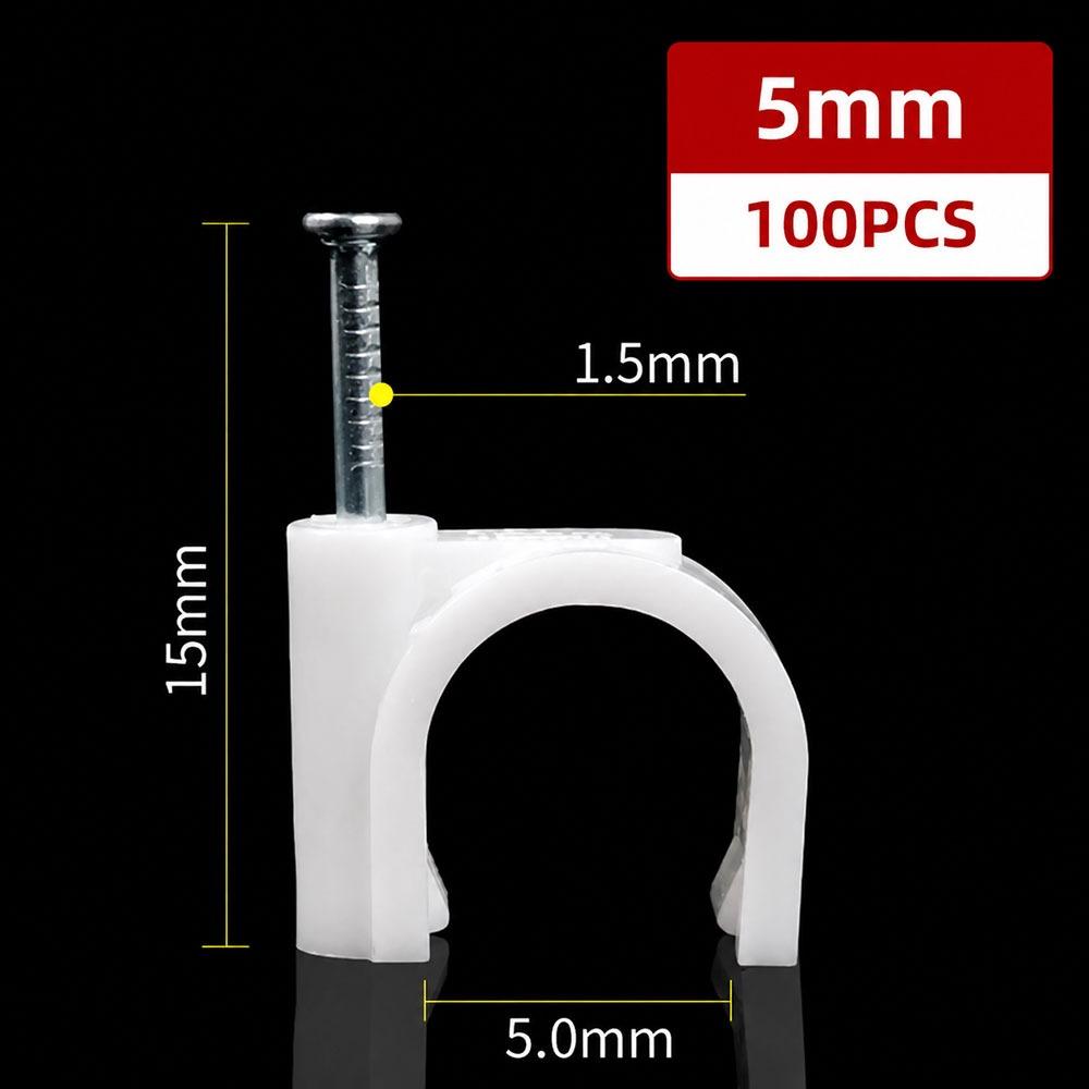 100Pcs Steel Nails Cable Clips 4-20mm Cable Tacks Durable Nail In Cable Clips for Ethernet Cable