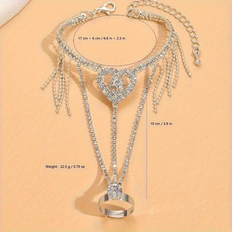 Серебряный позолоченный блестящий полный страз браслет с инкрустацией из циркония в форме сердца, роскошная цепочка на руку, ювелирное украшение для женщин