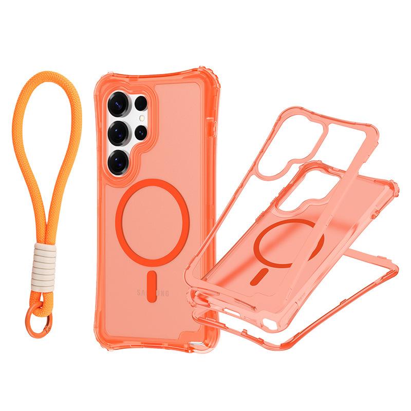 Магнитный чехол-накладка три-в-одном для мобильного телефона Samsung S25 ULTRA с ремешком, приятный на ощупь