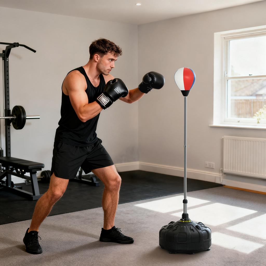 Punching Ball Height Adjustable 147 165cm Fillable Base Steel Black Red White