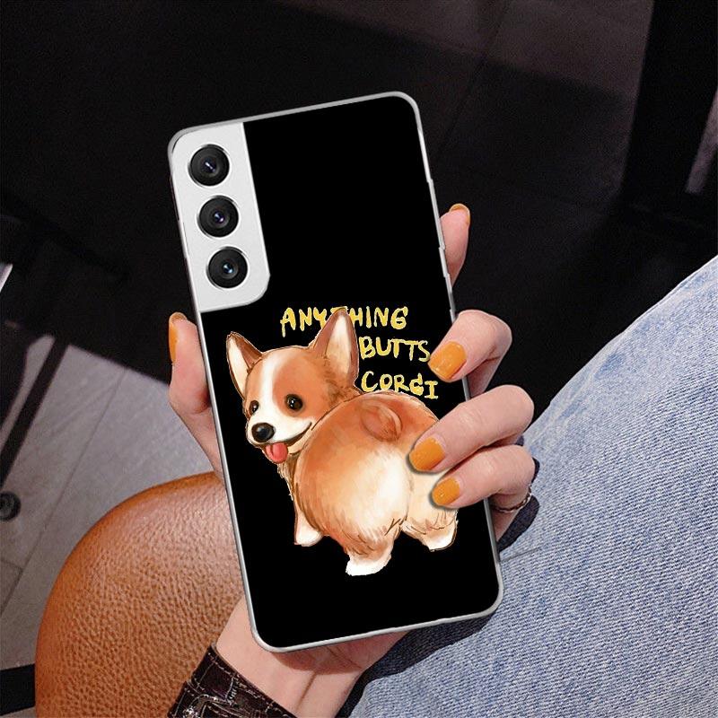Cartoon Corgi Cute Dog Phone Case For Samsung Galaxy S24 S25 Edge S26 Ultra S23 S22 S21 Plus S20 FE + Personalized Print Cover G