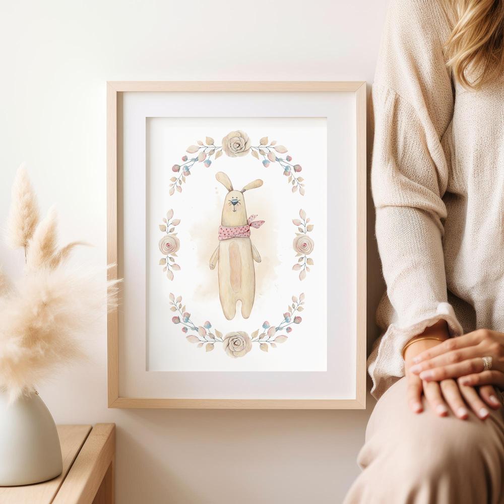 Плакат для ребенка, заяц с ушами