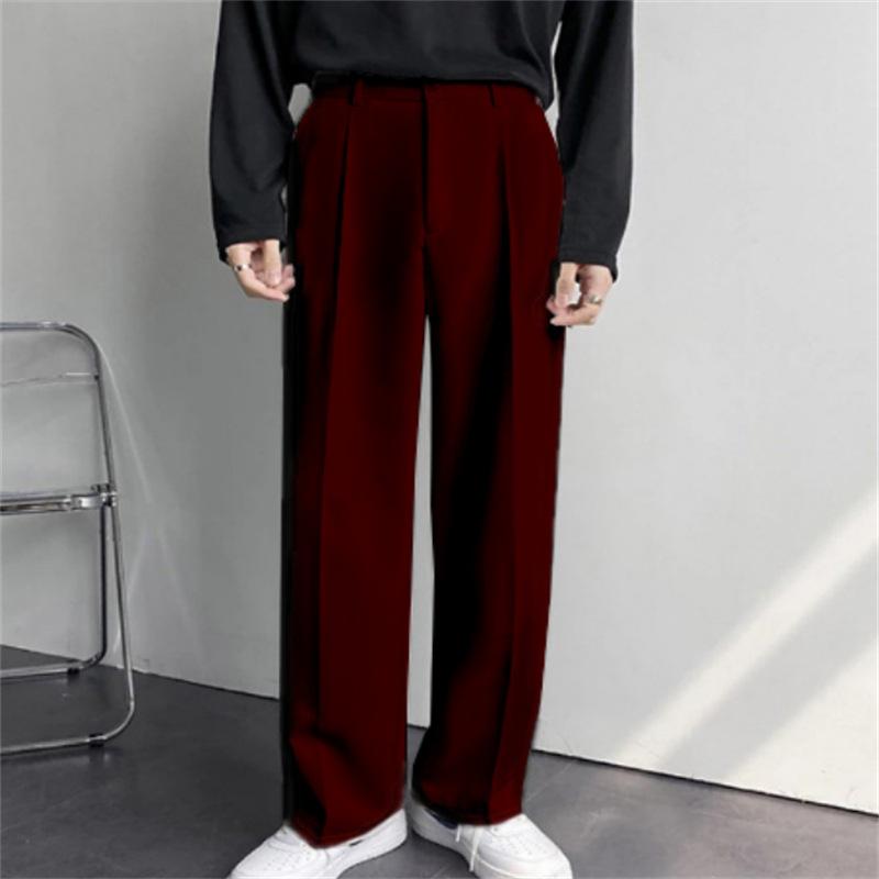 Men's Formal Wear Diagonal Pockets Straight Loose Solid Color Comfortable Daily Fashion Casual Suit Pants