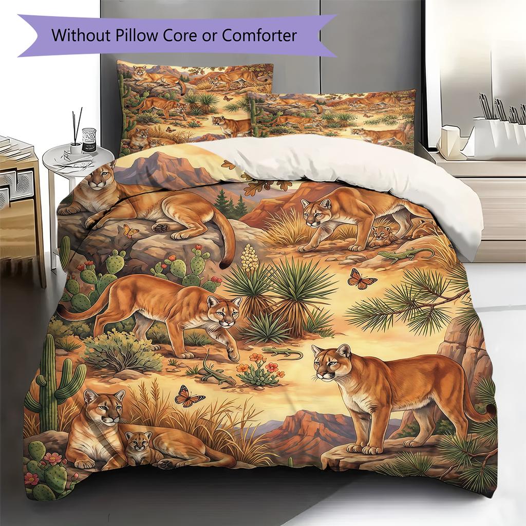 Retro Oil Painting Animals Pattern Bedding,Quilt Set Quilt Cover Pillowcase Home Birthday Gift (1 * duvet cover + 2 * pillowcase, without core)