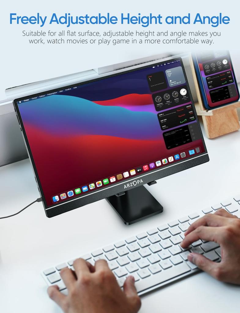 ARZOPA Portable Foldable Portrait or Landscape Height Ergonomic Aluminum Alloy Portable and Easy To Compatible with iPad iPad Game and Inch Tablet,