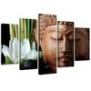 Five Piece Picture Canvas Print Buddha Bamboo Flowers