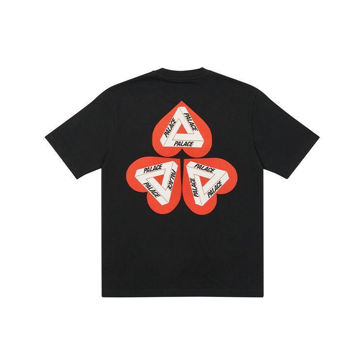 Palace Tri-Ferg Heart Pattern Short Sleeve T-Shirt Unisex Tops Black P20TS106
