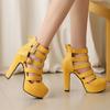 Модные Летние Сексуальные Гладиаторские Женские Ботильоны Сандалии Круглый Носок Ажурные Высокие Каблуки Платформа Вечеринка Женская Обувь Молния Сандалии Женские