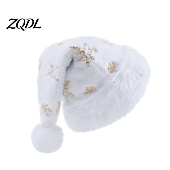 Large Size Christmas Santa Cap Sparkly Sequins Hat for Adults, Velvet Plush Glitter Bling Festive Gift Kids with Fluffy Pompom Xmas New Year