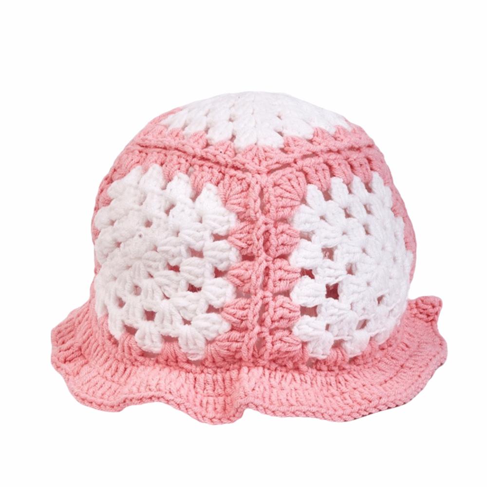 Sunflower Patterned Fisherman Hat Lotus Leaf Edge Handmade Knit Hat  Autumn Winter Outings