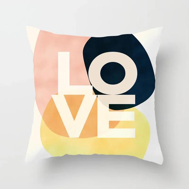 Nordic Light Pink Yellow Geometry Cushion Cover Abstract Art Polyester Pillowscase Simple Modern Couch Decorative Pillow Covers